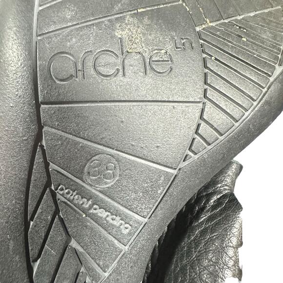 Arche Women's Black Leather Strappy Sandals 38(EU) 7 US Open Toe Slingback Heels - Picture 9 of 11